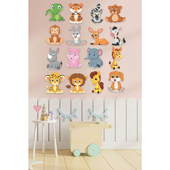 Göktuğ Hediyelik Sevimli Minik Hayvanlar Çocuk Odası Duvar Sticker Seti35x50Cm 35 x 50 Beden Duvar Stickerı Fiyatı