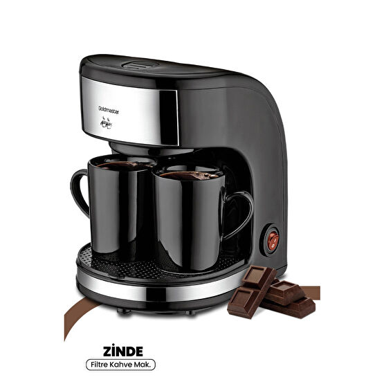 GOLDMASTER Zinde Yıkanabilir ve Temizlenebilir Filtreli Çift Kupalı Filtre Kahve Makinesi
