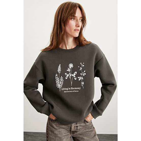 GRIMELANGE Marena Relaxed Tekli Sweatshirt L Beden