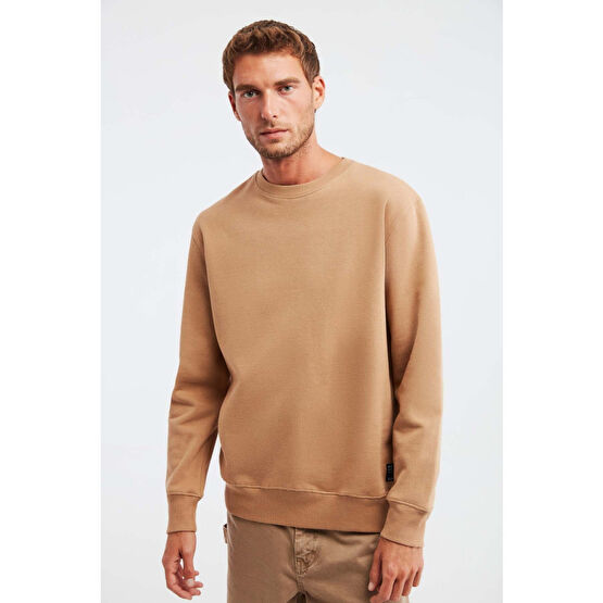 GRIMELANGE Travıs Erkek Yumuşacık Kumaşlı Regular Fit Yuvarlak Yakalı Sweatshirt S Beden