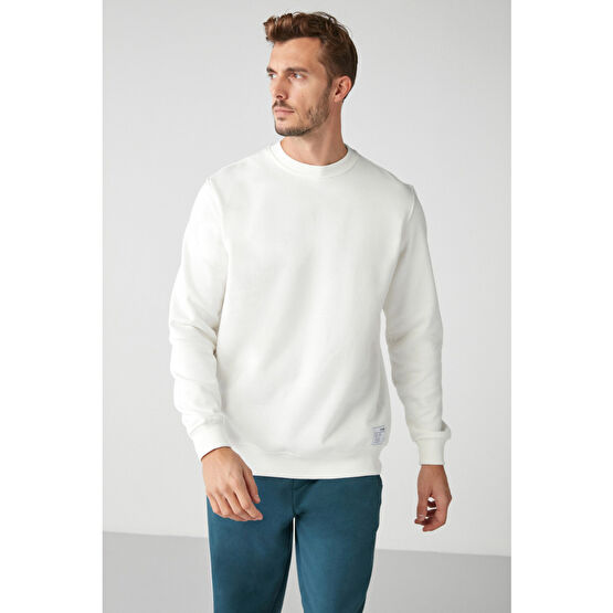 GRIMELANGE Travıs Erkek Yumuşacık Kumaşlı Regular Fit Yuvarlak Yakalı Sweatshirt XL Beden