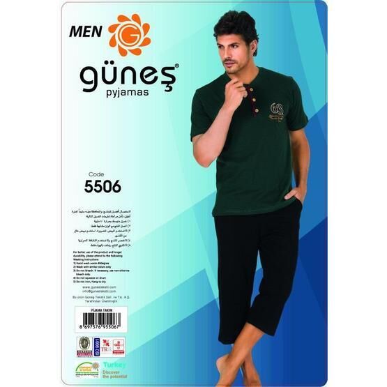 Güneş 5506 Kısa Kollu Kaprili Erkek Pijama Takımı