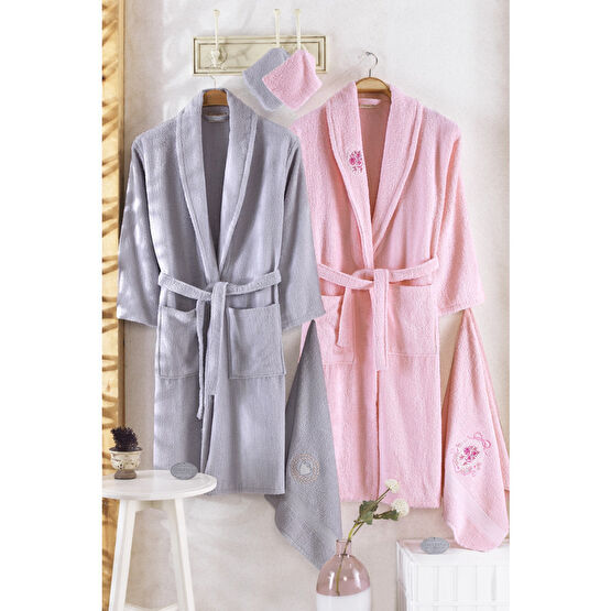 Güvenal Unisex Gri Güvenal Pamuxu 8 Parça Aile Bornoz Seti L/XL Beden Bornoz Fiyatı