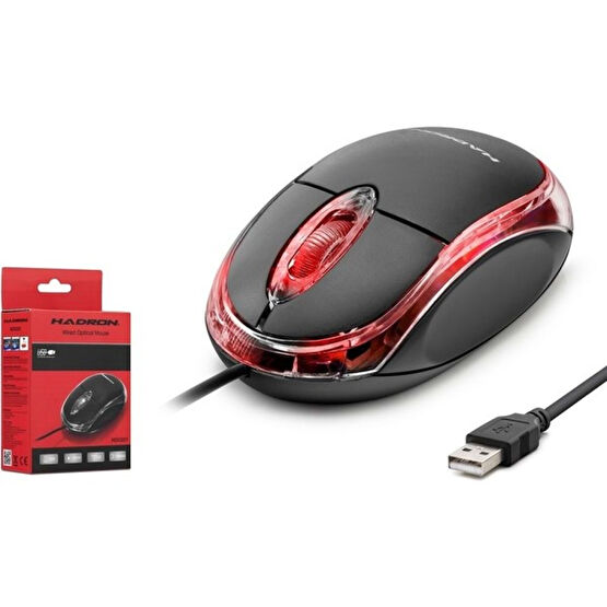 Hadron HDX3251(5601) Mouse Kablolu USB Ledli - Siyah - Kırmızı Klavye - Mouse Fiyatı