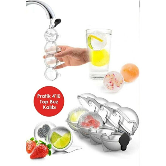 Halvey Pratik 4'lü Top Buz Kalıbı - Sihirli 4'lü Küre Buz Kalıbı Sihirli Buz Kalıbı Harita & Küre Fiyatı