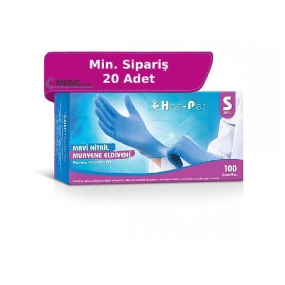 Has-Pet Small 100'lü Mavi Pudrasız Nitril Muayene Eldiveni