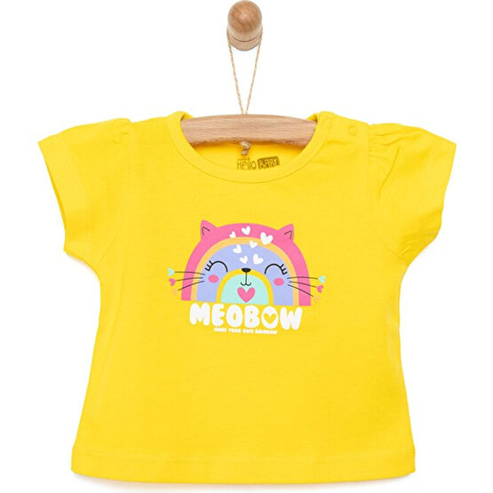 Hello Baby Kedili Gökkuşağı Baskılı Tshirt Kız Bebek Bebek T-shirt Fiyatı