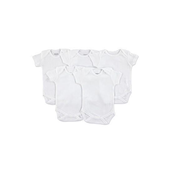 HelloBaby by ebebek loBaby Bebek Basic Ribana Zarf Yaka 5li Kısa Kol Body - Beyaz 3 Ay Beden Bebek Body Fiyatı