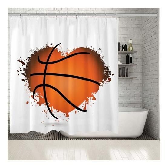 Henge Kalp İçi Basketbol Deseni 180x180 cm Duş Perdesi Duş / Banyo Perdesi Fiyatı