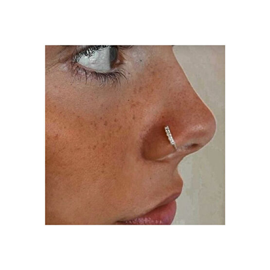 Heppii 925 Ayar Gümüş Halka Taşlı Hızma Burun Piercing 9 Mm Gümüş Renkli Hızma Fiyatı