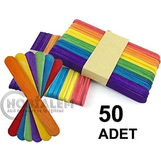Hobialem 50 Adet, Renkli Dil Çubuğu, Geniş Doktor Çubuğu, Dondurma Çubuğu, Abeslang Yardımcı Malzeme Fiyatı