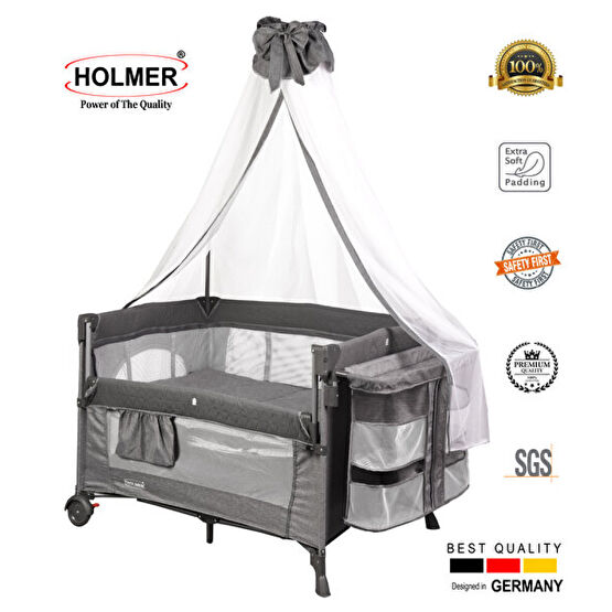 Holmer Maxi Comfort Coolstyle 70x110 CM Anne Yanı Deluxe Kumaş Cibinlikli Gri Oyun Parkı Bebek Oyun Parkı & Beşikleri Fiyatı