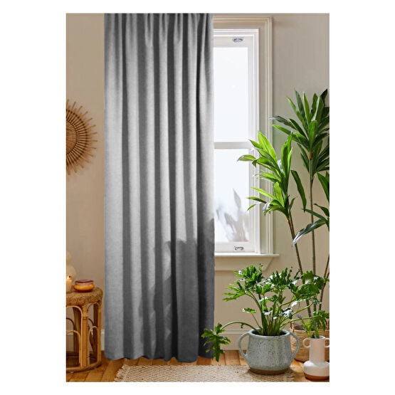 home color home Açık Gri Petek Kadife Dokulu Fon Perde Düz Dikişli Ekstrafor Büzgü 1.sınıf Kalite 340 x 270 Beden