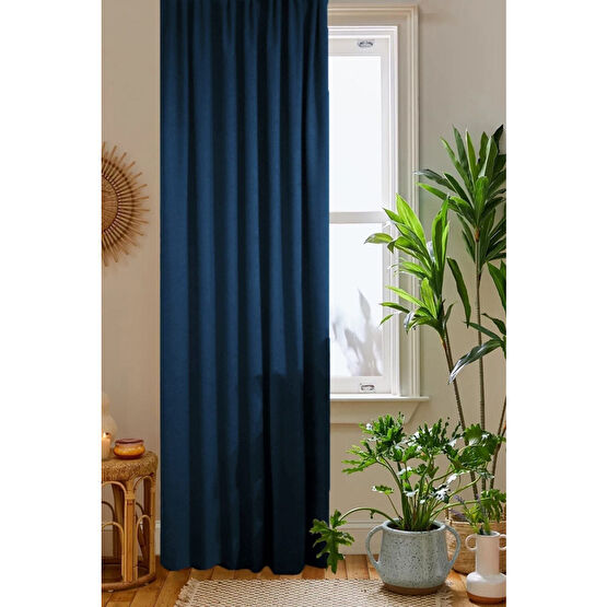 home color home Lacivert Petek Kadife Dokulu Fon Perde Düz Dikişli Ekstrafor Büzgü 1.sınıf Kalite 150 x 260 Beden