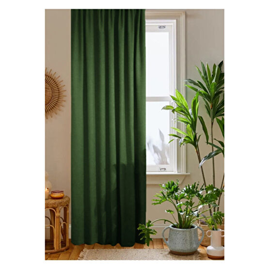 home color home Yeşil Petek Kadife Dokulu Fon Perde Düz Dikişli Ekstrafor Büzgü 1.sınıf Kalite 400 x 270 Beden