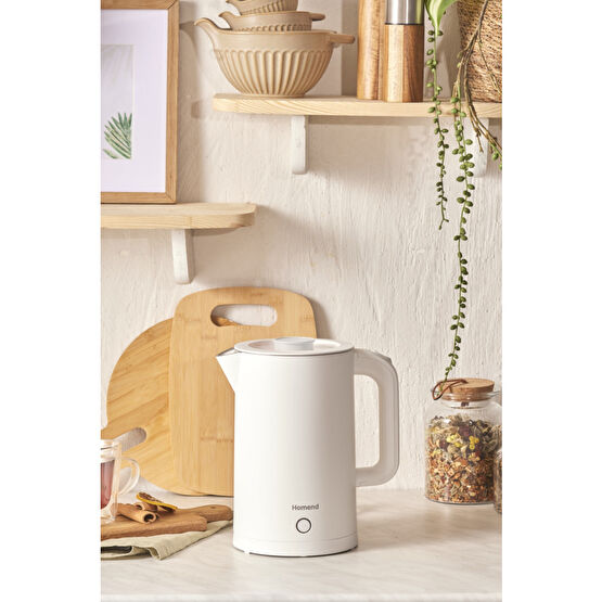 HOMEND Heatrow Cooltouch 1618h Paslanmaz Çelik El Yakmaz Gövdeli Su Isıtıcısı Beyaz Su Isıtıcıları / Kettle Fiyatı