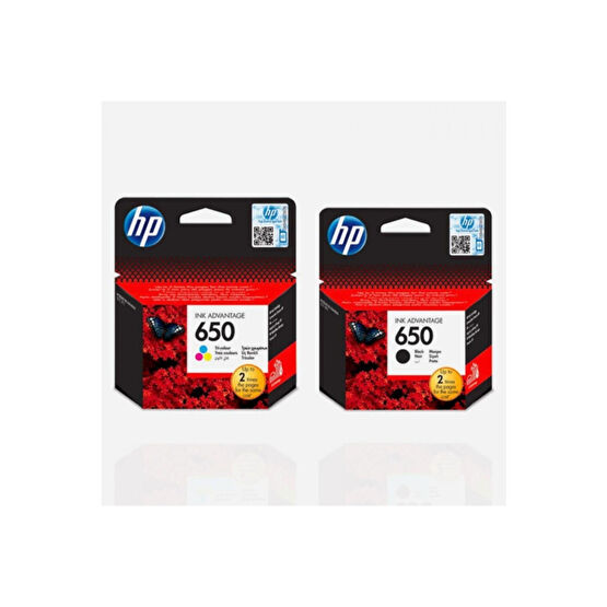 HP 650 Siyah Ve Renkli Kartuş Seti (Cz101ae+cz102ae)