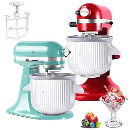 Ice Cream Maker Attachment for KitchenAid Stand Mixer, Compatible with 4.5/5QT & 6QT Stand Mixers, 2 Quart Frozen Kitchenaid Ice Cream Maker Attachment Ice Cream Bowl for Yogurt/Sorbet Gelato Dondurma Makinesi Fiyatı