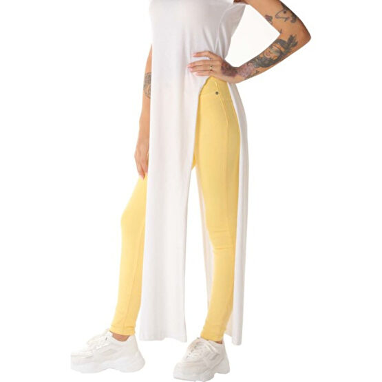 İkonik By Sisters Sarı Yüksek Bel Skinny Kot Bayan Jeans / Kot Pantolon Fiyatı