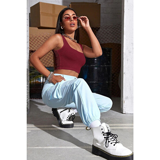 Imoda Kadın Bordo Askılı Crop Top Bluz XL Beden Bluz Fiyatı