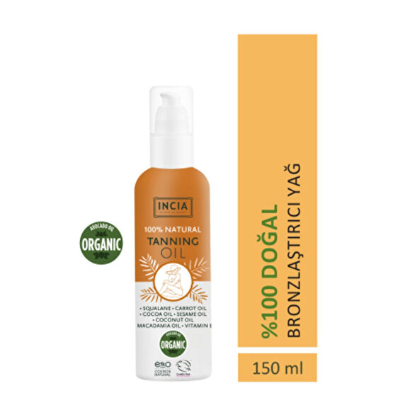 Incia %100 Doğal Bronzlaştırıcı Yağ Organik Avokado Yağı Yoğun Bronzlaştırıcı Kakao Havuç Susam 150 ml Bronzlaştırıcılar Fiyatı