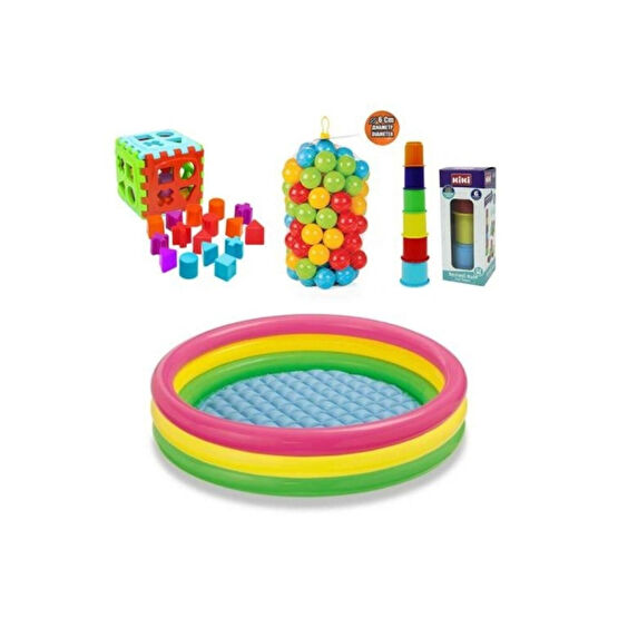 Intex Eğitici Bebek Oyuncakları Seti Şişme Havuz 86cm - Top - Bultak - Mini Kule Açık Hava, Deniz ve Spor Oyuncakları Fiyatı