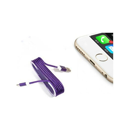 Iphone Örgü Şeklinde Renkli Çelik Şarj Data Kablosu - Mor Taşınabilir Şarj Cihazı - Powerbank Fiyatı
