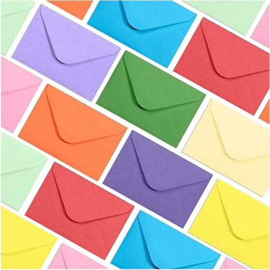 İstisna 50 Adet Karışık 10 Farklı Renk Doğum Günü Dilekleri Düğün Para Davetiye Mektup Kartpostal - Renkli Zarf Fiyatı