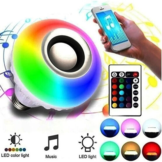 İzlek Bluetooth Hoparlör Akıllı Rgb Ledli Ampul Müzikli Lamba Ses Bombası LED Music Bulb/app - Renkli Docking Hoparlör Fiyatı
