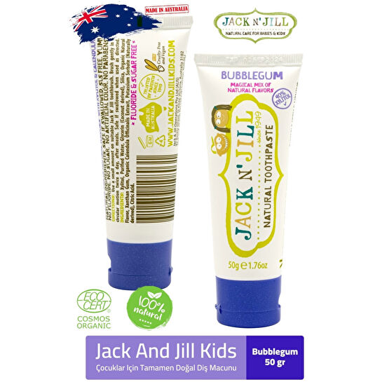 Jack And Jill Kids Jack Njill Doğal Diş Macunu Sakız Aroması  Bubblegum Bebek Diş Macunu Fiyatı