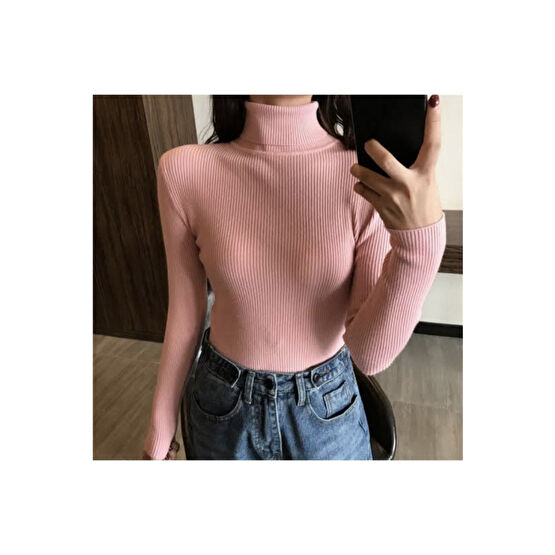 JAKARLI Unisex Somon Pamuklu Balıkçı Yaka Kaşkorse Tekli Fiyat Şardonlu Slimfit S Beden Bayan Kazak & Süveter & Triko Fiyatı