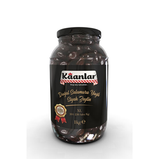 Kaanlar Doğal Salamura Yağlı Siyah Zeytin Premium 1000 gr ( 201-230) Zeytin Fiyatı