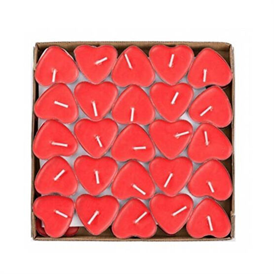 Kalp Tealight Mum 50'li Mumluk Fiyatı