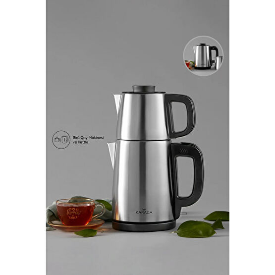 Karaca Tea Break 2 In 1 Çelik Su Isıtıcı Çay Makinesi Inox Siyah Çay Makineleri Fiyatı