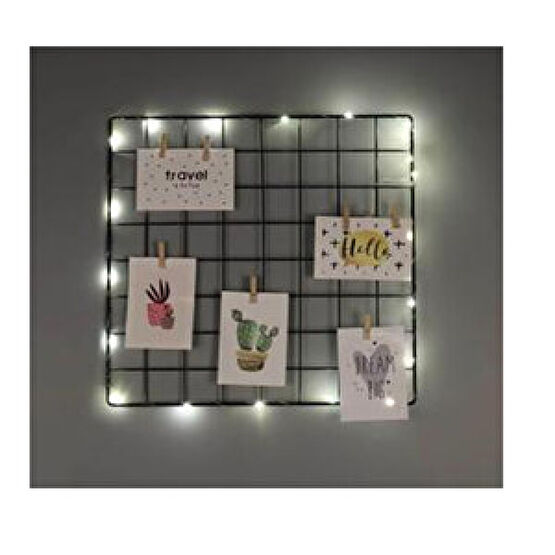 Kare Işıklı Tel Duvar Dekoru 5 Adet Mandal İle 40X40CM Duvar Panosu Fiyatı