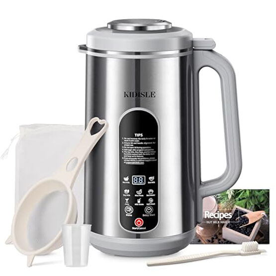 KIDISLE 8 in 1 Nut Milk Maker, 42oz Homemade Almond, Oat, Coconut, Plant Based Milks and Non Dairy Beverages, Stainless Steel Automatic Soy Milk Machine with Delay Start/Keep Warm/Boil Water, Silver Blenderler Fiyatı