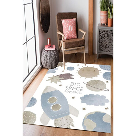 Kısa Saçaklı, Punto Serisi Yıkanabilir Kaymaz Taban Antibakteriyel Halı Çocuk Odası  CK-10192A - Renkli - 40 x 60 cm Bebek Odası Halı Fiyatı