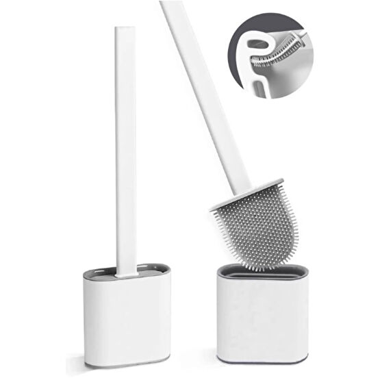 Kitchen Beauty Beyaz Renk Silikon Banyo Tuvalet Klozet Temizleme Fırçası Ve Tutucu Set Klozet Fırçası Fiyatı