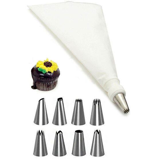 Kitchen Beauty Krema Sıkma Torbası Seti 10 Parça Pasta Krema Kek Süsleme Torbası Paslanmaz Çelik Uçlu Hamur Yoğurma Makinesi Fiyatı