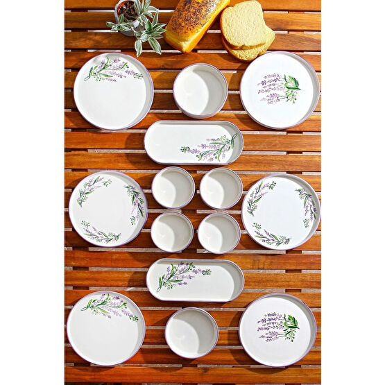 Kitchen Life 14 Parça 6 Kişilik Stackable Lavanta Kahvaltı Takımı - Lüx Kahvaltılık Sunum Seti Tabağı Kahvaltı Takımı Fiyatı
