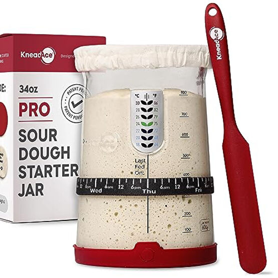 KneadAce Pro Sourdough Bread Starter Kit- 34 oz Large Capacity Sourdough Starter Jar with 5 unique features for the perfect sour dough bread & sourdough starter kit- sourdough bread baking supplies Ekmek Kızartma Makineleri Fiyatı