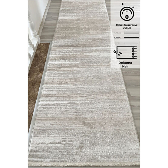 Konfor Halı Konfor Jasmine 1452 Krem Bej Modern Dokuma Yolluk Halı 100 x 500 Beden