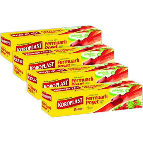 Koroplast Fermuarlı Kilitli Poşet Küçük Boy 20X25 cm 12 Adet - 4'lü Buzdolabı Poşeti Fiyatı