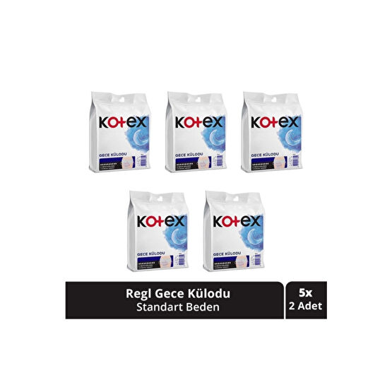 Kotex Regl Gece Külodu 2li 5 Paket Hijyenik Pedler ve Tamponlar Fiyatı