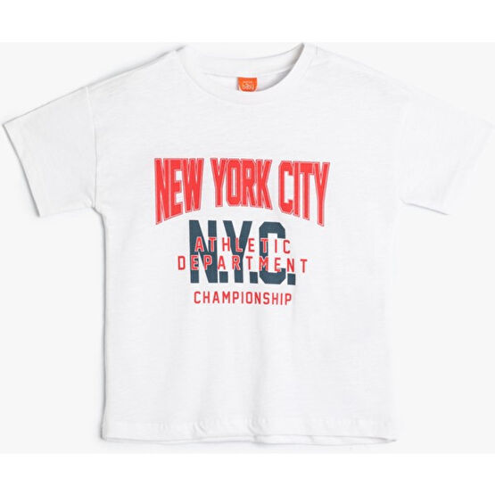 Koton Tişört Kısa Kollu Bisiklet Yaka Şehir Baskılı Pamuklu Bebek T-shirt Fiyatı