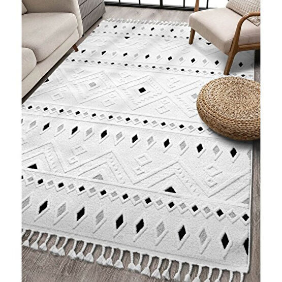 Koza Halı Malta Krem Siyah Halı 33412A 100 x 200 - 100 x 200 cm - Krem - Siyah Salon Halısı Fiyatı