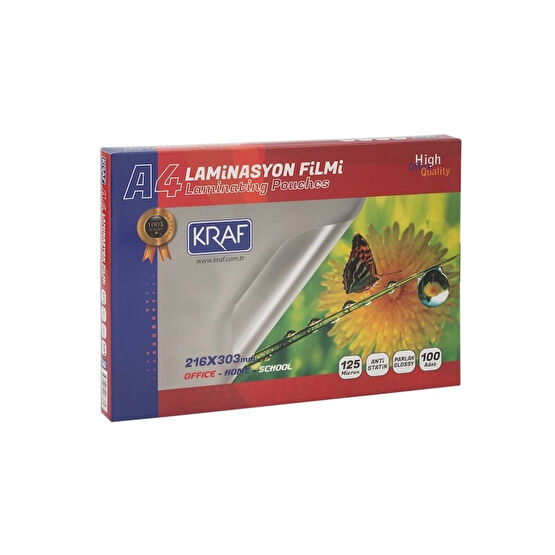 KRAF Laminasyon 125 Mikron A4 100 Lü Paket Ciltleme Makinesi Fiyatı