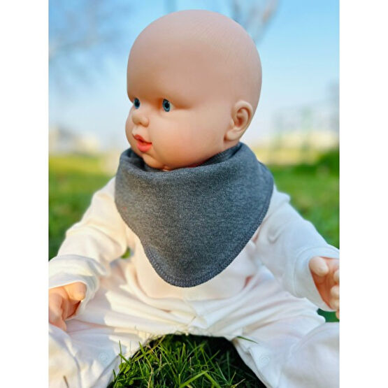 Kubbe %100 Organik Pamuk Çift Katlı Örme Kumaş Çıtçıtlı Bebek Salya Önlük & Fular - 0 - 1,5 Yaş - Füme Mama Önlüğü Fiyatı