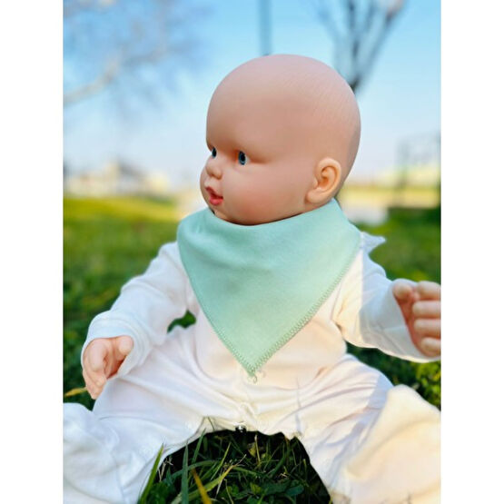 Kubbe %100 Organik Pamuk Çift Katlı Örme Kumaş Çıtçıtlı Bebek Salya Önlük & Fular - Mint - 0 - 1,5 Yaş Mama Önlüğü Fiyatı