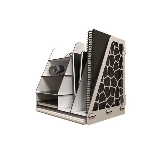 Kuk Design Siyah Voronoi Modern Ofis Masaüstü Organizer Düzenleyici Evrak Rafı